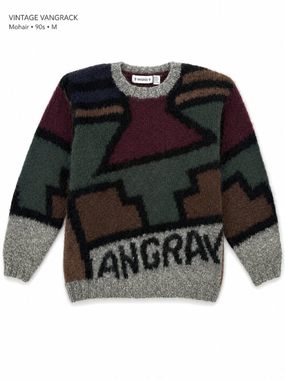 Vintage Vangrack Mohair Wool Abstract Ski Sweater M